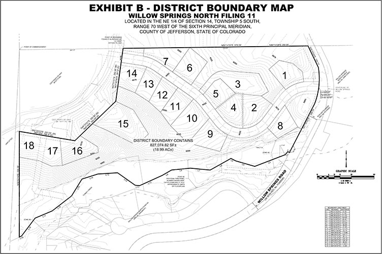 Willow Springs Estates Metro District boundary map